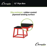 Champion Sports Plyo Box, 15" x 15", Plywood/Rubber/Steel, Red/Black (CSIPXB12) Each