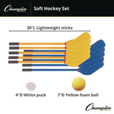 Champion Sports Rhino Soft Hockey Set, 30" Long, (10) Sticks/7" Ball/4" Puck (CSIHS10SET) Each