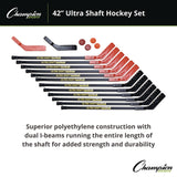 Champion Sports Ultra Shaft Hockey Set, Twelve 42" Hockey Sticks/Two Pucks/Two Balls/Two Extra Blades (CSIUS42SET) Each