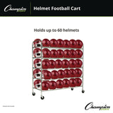 CH Products 60 Helmet Football Cart, Five Shelves, Metal, 176 lb Capacity, 24" x 61" x 65", Chrome (CSIFBHC) Each