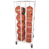 Champion Sports Deluxe Vertical Ball Cage, Fits Approximately 20 Balls, Metal, 20" x 20" x 48", White (CSI20BC) Each