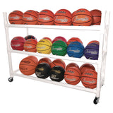Champion Sports 30 Basketball Heavy-Duty Cart, Heavy-Duty Plastic, 176 lb Capacity, 19 x 55 x 45, White (CSI30CART) Each