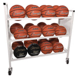 Champion Sports Double Wide Cart, Fits Approximately 24 Balls, Metal, 20" x 42" x 44", White (CSI24BC) Each