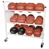 Champion Sports Double Wide Cart, Fits Approximately 24 Balls, Metal, 20" x 42" x 44", White (CSI24BC) Each