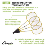 Champion Sports Deluxe Badminton Tournament Set, 28" x 11" (CSICG203) Each