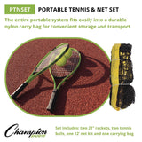 Champion Sports Tennis Net Set with 2 Rackets and 2 Tennis Balls (CSIPTNSET) Each