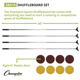 Champion Sports Shuffleboard Set, 4 Cues, 8 Pucks (CSISBA10) Each