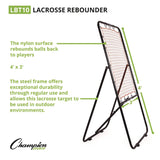 Champion Sports Lacrosse Ball Rebounder, 80" x 3 ft, 1.25" dia Frame (CSILBT10) Each