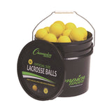 Champion Sports Lacrosse Balls in a Bucket, 11" x 11" Bucket with 36 Yellow Rubber Balls (CSILBYN36) Each