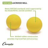 Champion Sports Lacrosse Balls in a Bucket, 11" x 11" Bucket with 36 Yellow Rubber Balls (CSILBYN36) Each