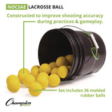 Champion Sports Lacrosse Balls in a Bucket, 11" x 11" Bucket with 36 Yellow Rubber Balls (CSILBYN36) Each