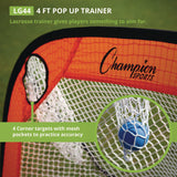 Champion Sports Lacrosse Pop Up Target Trainer, 4 ft x 4 ft (CSILG44) Each