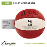 Champion Sports Rhino Leather Medicine Ball, 4 lb, Red/White (CSIMB4) Each