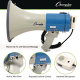 Champion Sports 18-Watt Voice Record Megaphone, 1,000 yds Range, 18 W to 35 W (CSIMP18W) Each