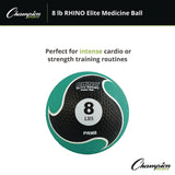 Champion Sports Rhino Elite Medicine Ball, 8 lb, Green (CSIPRM8) Each