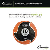 Champion Sports Rhino Elite Medicine Ball, 10 lb, Orange (CSIPRM10) Each