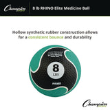 Champion Sports Rhino Elite Medicine Ball, 8 lb, Green (CSIPRM8) Each