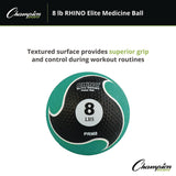 Champion Sports Rhino Elite Medicine Ball, 8 lb, Green (CSIPRM8) Each