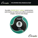 Champion Sports Rhino Elite Medicine Ball, 8 lb, Green (CSIPRM8) Each