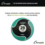 Champion Sports Rhino Elite Medicine Ball, 25 lb, Green (CSIPRM25) Each
