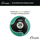 Champion Sports Rhino Elite Medicine Ball, 25 lb, Green (CSIPRM25) Each