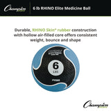 Champion Sports Rhino Elite Medicine Ball, 6 lb, Blue (CSIPRM6) Each