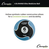 Champion Sports Rhino Elite Medicine Ball, 6 lb, Blue (CSIPRM6) Each