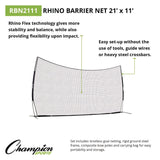 Champion Sports Rhino Flex Barrier Net, 21 ft x 11 ft (CSIRBN2111) Each