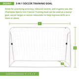 Champion Sports 3-in-1 Soccer Training Goal, 6 ft x 4 ft, 1.25" dia Frame (CSISG3IN1) Each