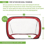 Champion Sports Pop Up Soccer Goal, 72" x 48", 1.25" dia, Pair (CSISG64) Each