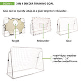 Champion Sports 3-in-1 Soccer Training Goal, 6 ft x 4 ft, 1.25" dia Frame (CSISG3IN1) Each