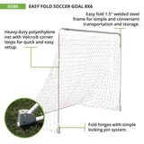 Champion Sports Easy Fold Soccer Goal, 8 ft x 6 ft, 1.25" dia Frame (CSISG86) Each