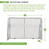 Champion Sports Fold Up Goal, 72" x 48" (CSISN280) Each