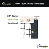 Champion Sports Tournament Tennis Net, 3 mm Braided Polyethylene, 42 ft x 3.5 ft, (CSIT100) Each