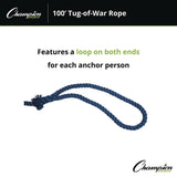 Champion Sports Tug-of-War Rope, 100 ft, 1" dia (CSITWR100) Each
