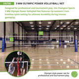 Champion Sports Olympic Power Volleyball Net, 32 ft x 3 ft (CSIVN700) Each