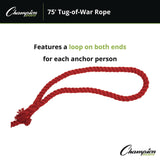 Champion Sports 4-Way Tug of War Rope, 75 ft, 1" dia (CSITWR75) Each
