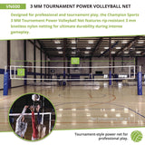 Champion Sports Tournament Power Volleyball Net, 32 ft x 3 ft (CSIVN600) Each