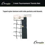 Champion Sports Tournament Tennis Net, 3 mm Braided Polyethylene, 42 ft x 3.5 ft, (CSIT100) Each