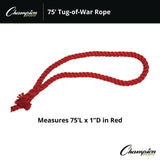 Champion Sports 4-Way Tug of War Rope, 75 ft, 1" dia (CSITWR75) Each