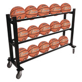 Champion Sports Deluxe Heavy-Duty Basketball Cart, Metal, 220 lb Capacity, 16 x 50.75 x 34.75, Black (CSIBKCART) Each