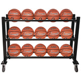 Champion Sports Deluxe Heavy-Duty Basketball Cart, Metal, 220 lb Capacity, 16 x 50.75 x 34.75, Black (CSIBKCART) Each