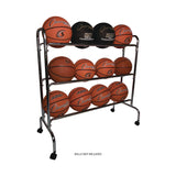 Champion Sports Powder-Coated Ball Cart, Metal, 132 lb Capacity, 17 x 41 x 41, Silver (CSIBRC3) Each