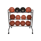 Champion Sports Powder-Coated Ball Cart, Metal, 132 lb Capacity, 17 x 41 x 41, Silver (CSIBRC3) Each