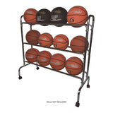 Champion Sports Powder-Coated Ball Cart, Metal, 132 lb Capacity, 17 x 41 x 41, Silver (CSIBRC3) Each