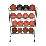 Champion Sports Powder-Coated Ball Cart, Metal, 132 lb Capacity, 17 x 41 x 53, Silver (CSIBRC4) Each