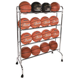 Champion Sports Powder-Coated Ball Cart, Metal, 132 lb Capacity, 17 x 41 x 53, Silver (CSIBRC4) Each