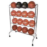 Champion Sports Powder-Coated Ball Cart, Metal, 132 lb Capacity, 17 x 41 x 53, Silver (CSIBRC4) Each