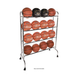 Champion Sports Powder-Coated Ball Cart, Metal, 132 lb Capacity, 17 x 41 x 53, Silver (CSIBRC4) Each