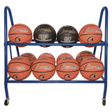 Champion Sports Heavy-Duty Deluxe Ball Cart, Metal, 132 lb Capacity, 17.5 x 38 x 35.75, Blue (CSIBRC12) Each